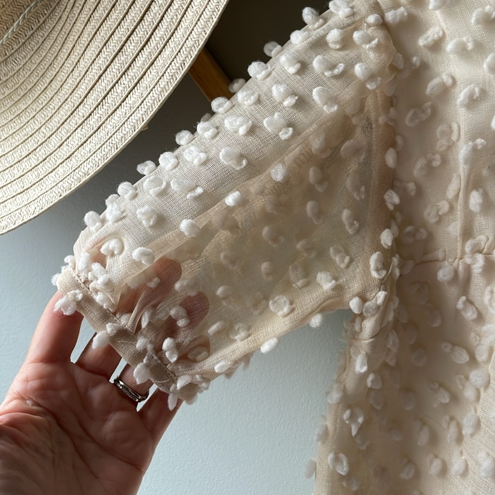 Zara Cream Flocked Tiered Dress for Girls - Picture 5 of 8